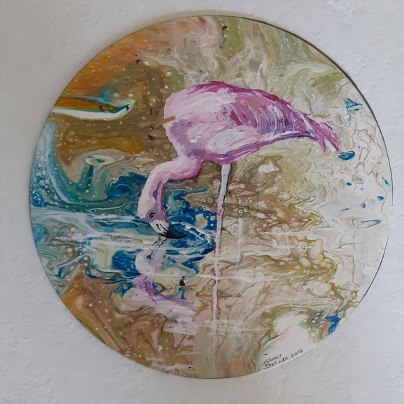 Other - Pink flamingo original acrylic painting
